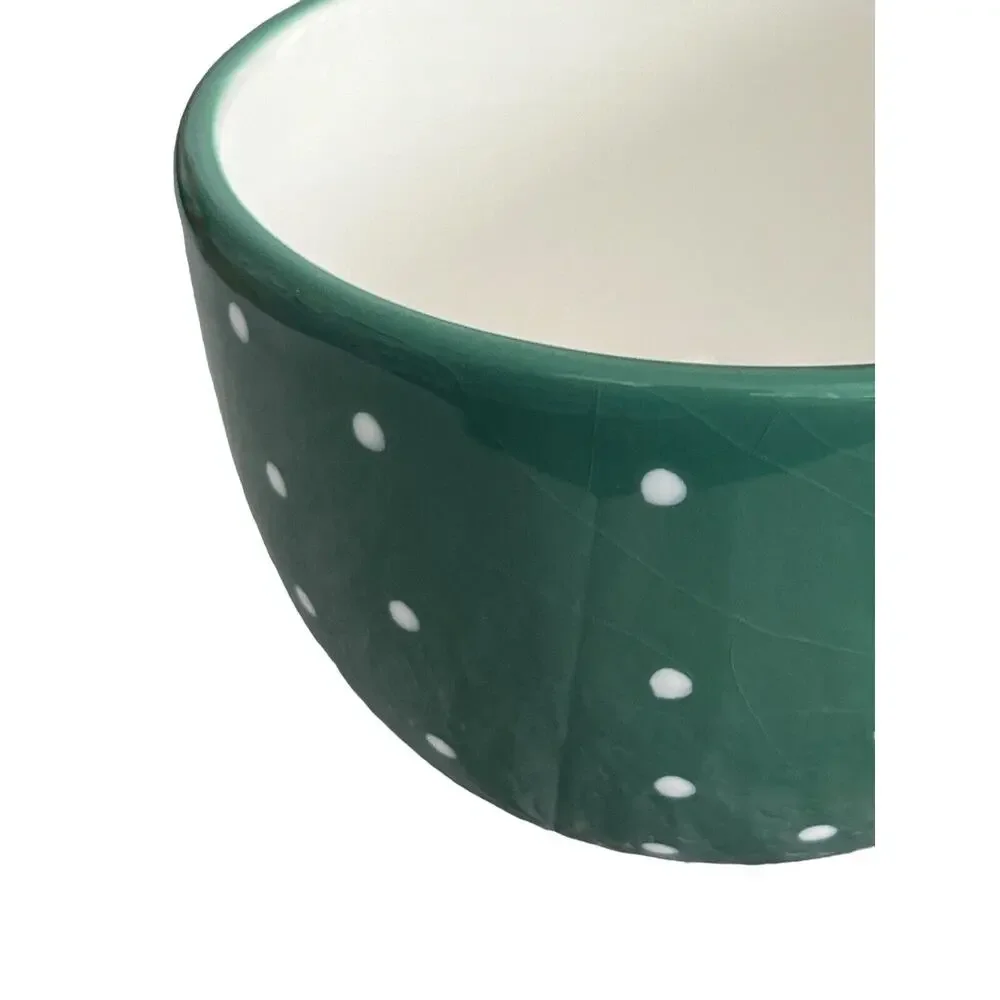 Boston Warehouse Trading Corp. Green with White Polka Dots Bowl 2006 Cute